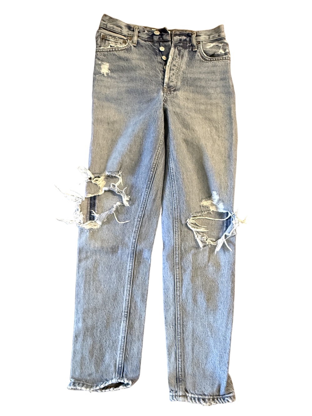 Agolde Classic High-Rise Distressed Women's Jeans — Light Blue